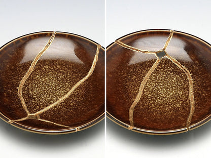 Medium Brown Kintsugi Plate Kintsugi Reborn