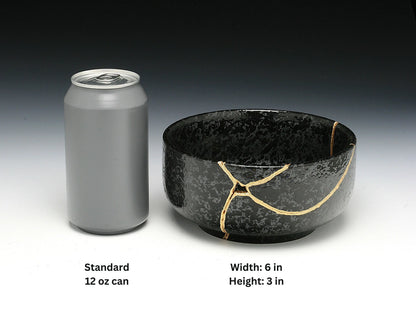 Large Black Textured Kintsugi Bowl Kintsugi Reborn
