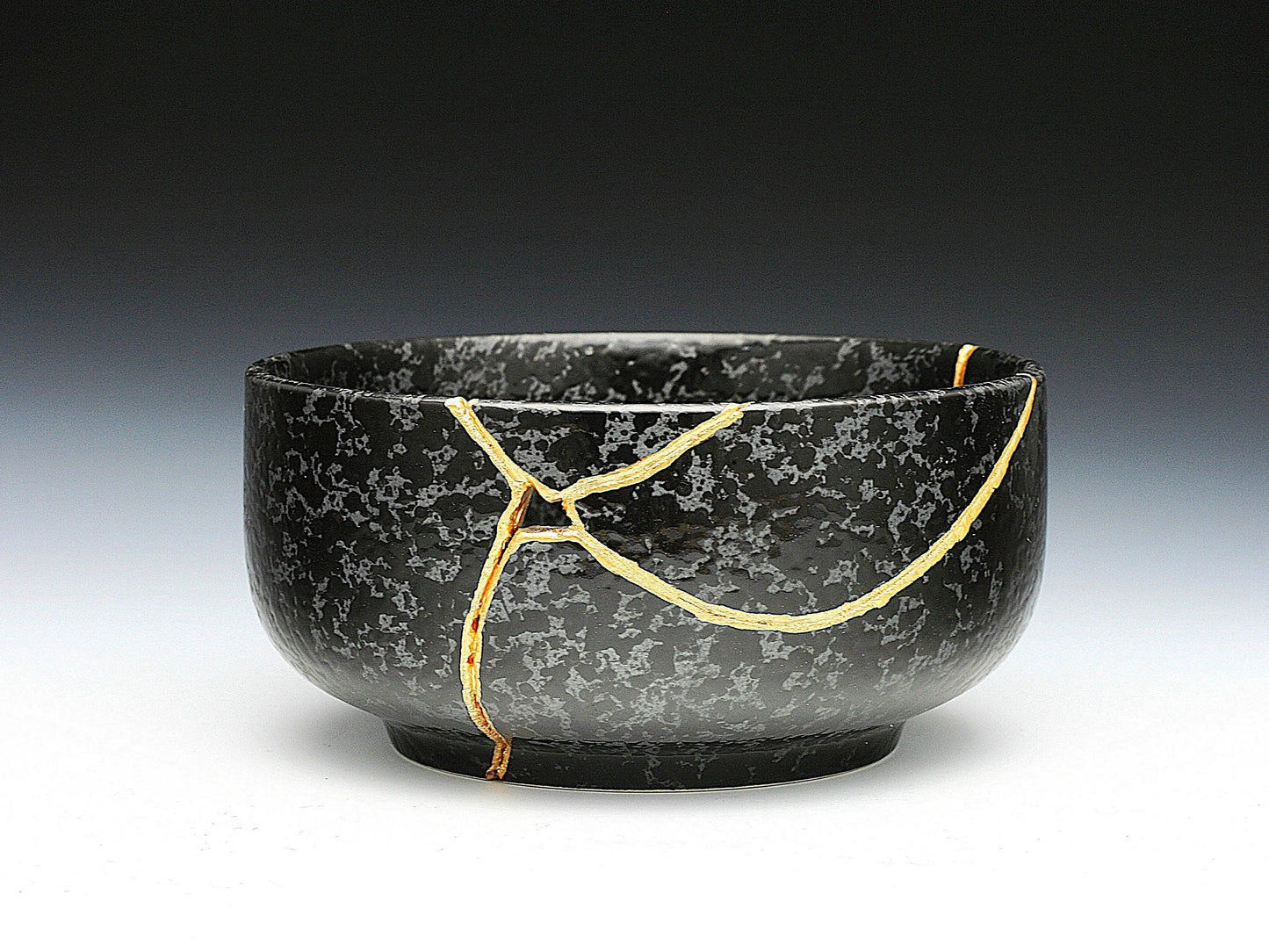 Large Black Textured Kintsugi Bowl Kintsugi Reborn