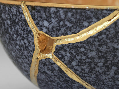 Small Orange and Gray Kintsugi Bowl Kintsugi Reborn