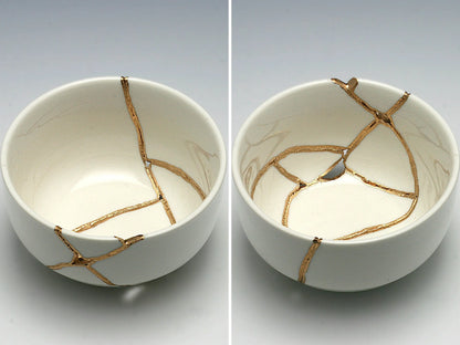 Medium White Kintsugi Bowl Kintsugi Reborn