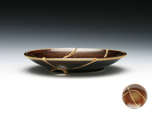 Medium Brown Kintsugi Plate Kintsugi Reborn