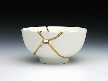 Medium White Kintsugi Bowl Kintsugi Reborn