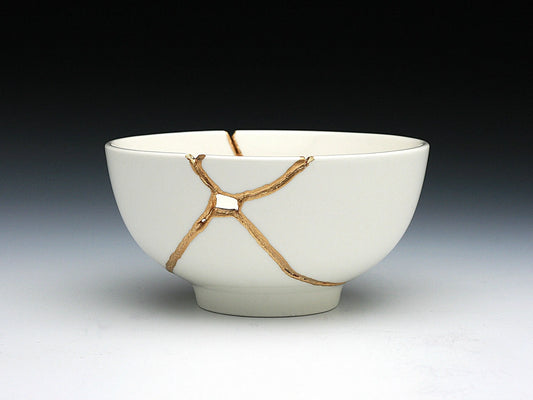 Medium White Kintsugi Bowl Kintsugi Reborn
