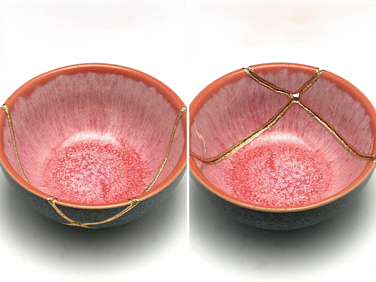 Small Pink and Gray Kintsugi Bowl Kintsugi Reborn