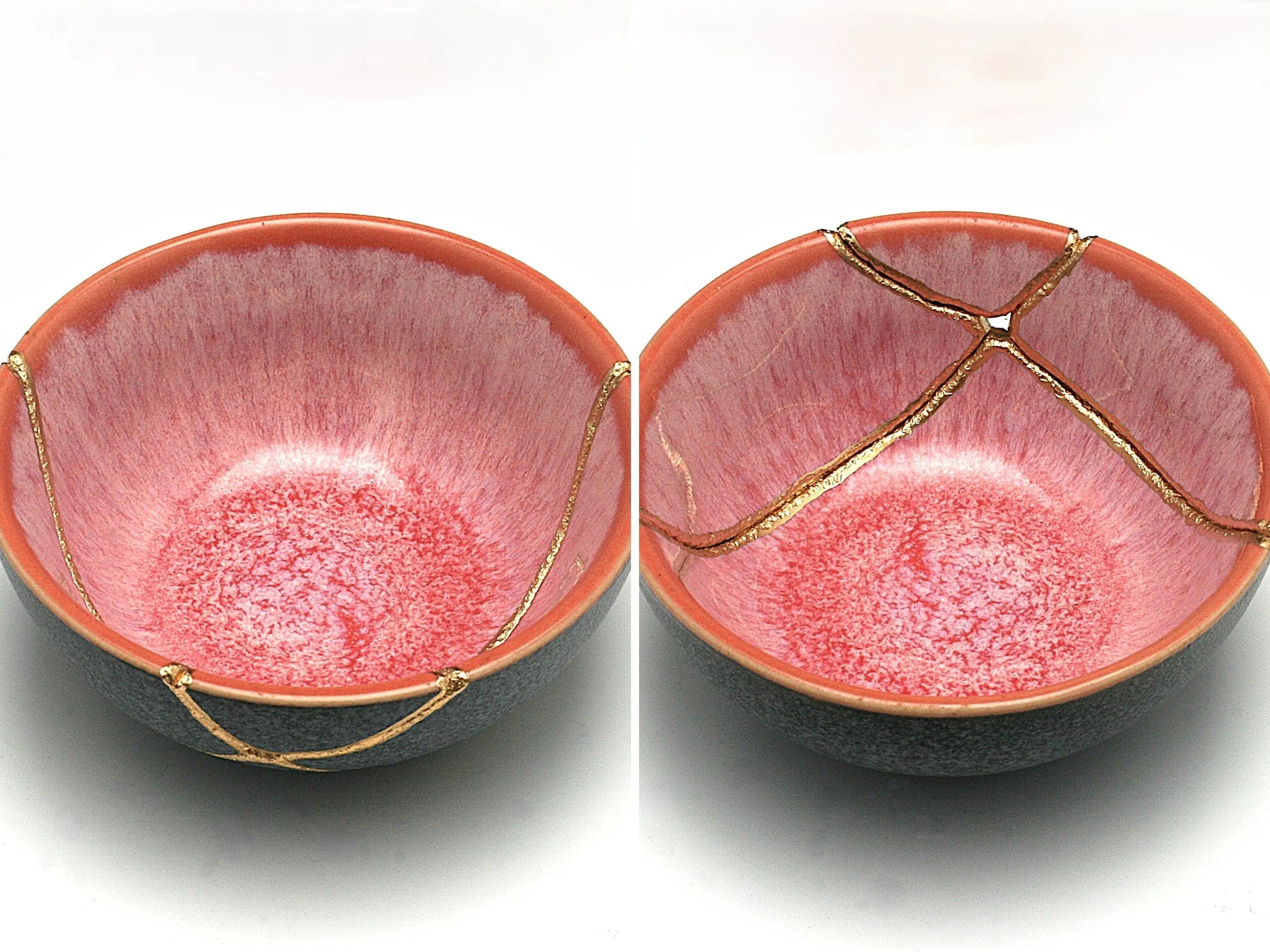 Small Pink and Gray Kintsugi Bowl Kintsugi Reborn