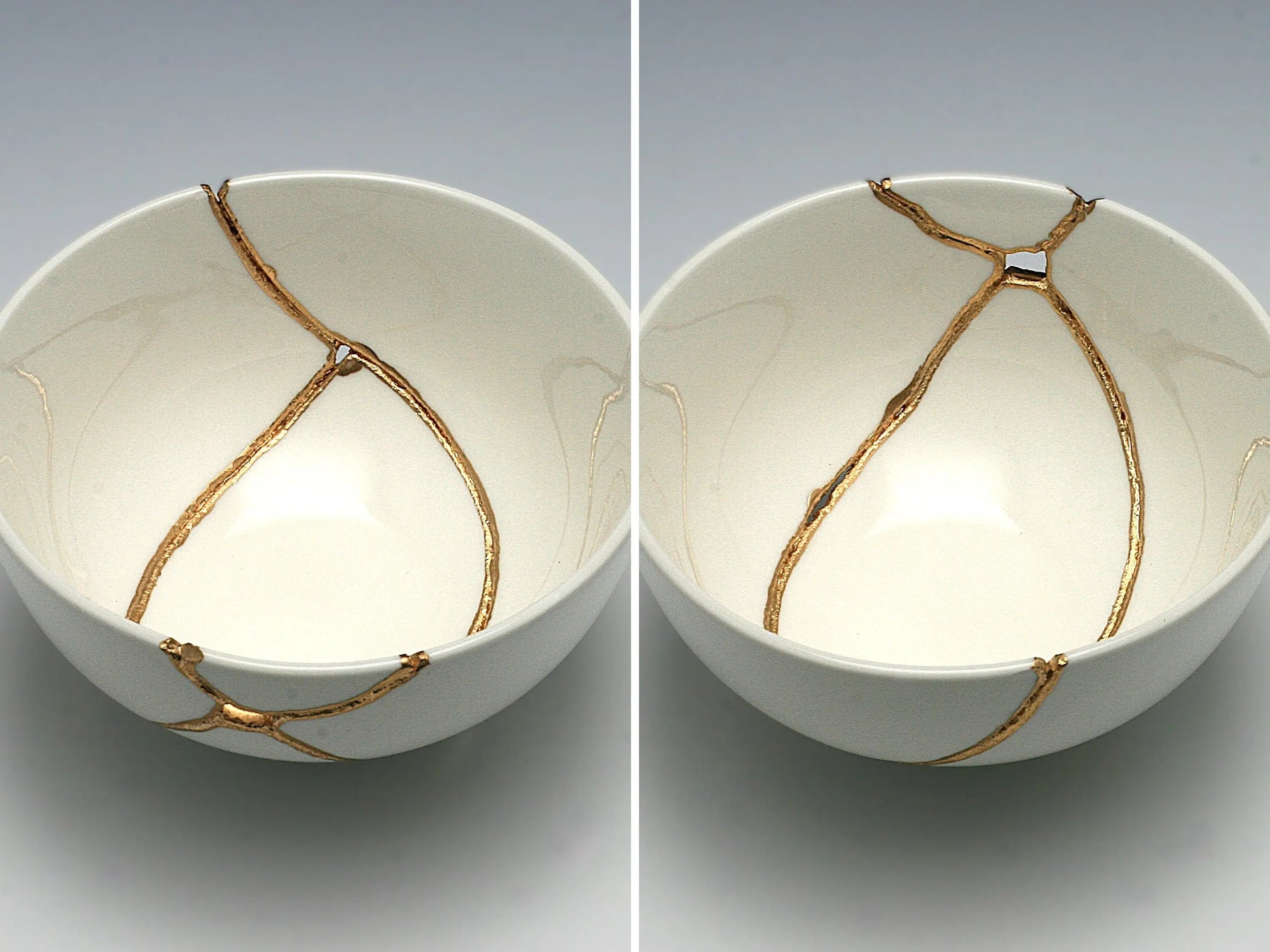Medium White Kintsugi Bowl Kintsugi Reborn