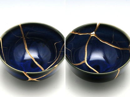 Medium Blue Kintsugi Bowl Kintsugi Reborn