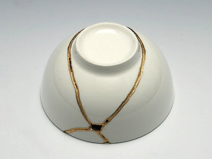 Medium White Kintsugi Bowl Kintsugi Reborn