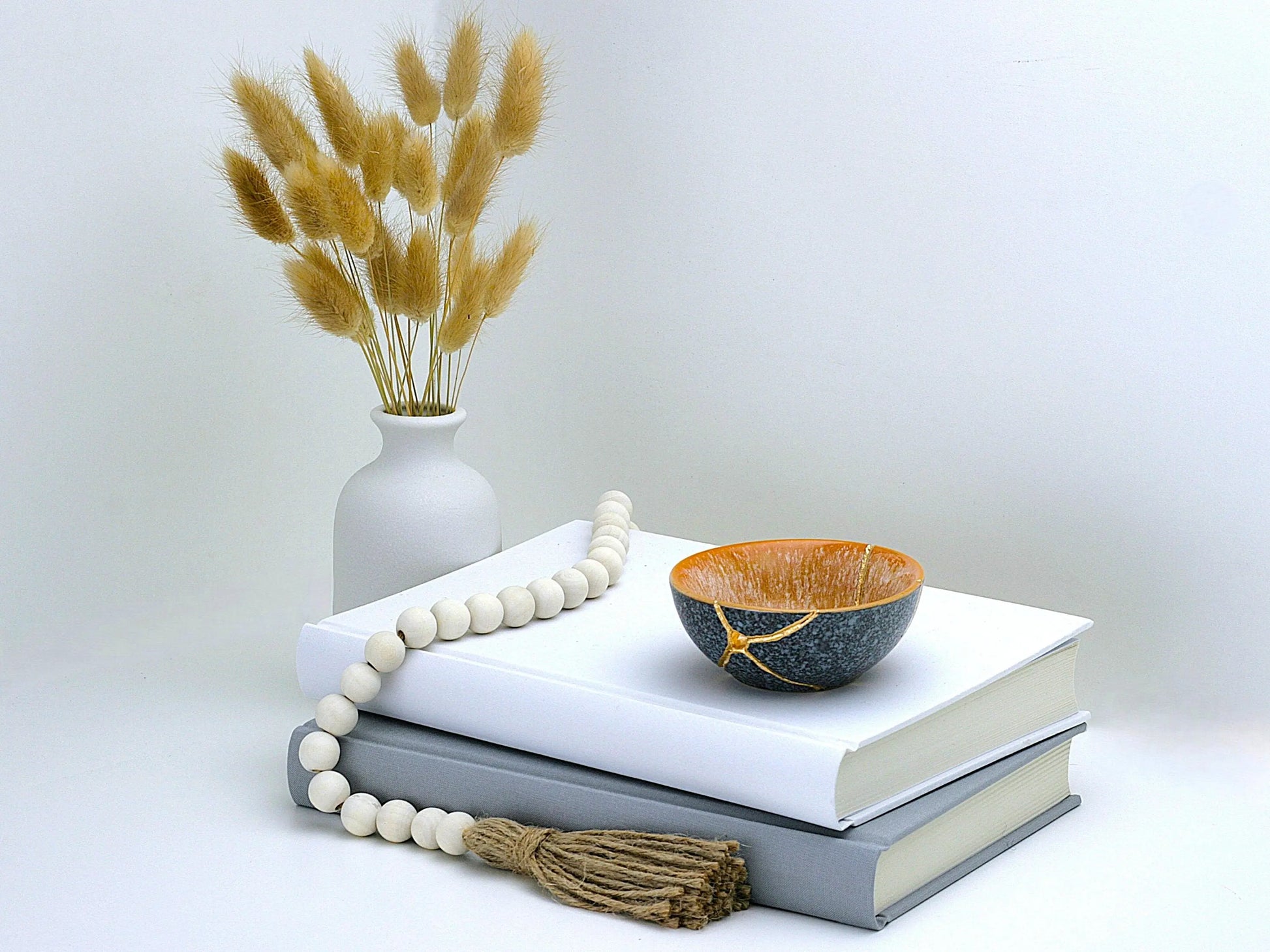 Small Orange and Gray Kintsugi Bowl Kintsugi Reborn