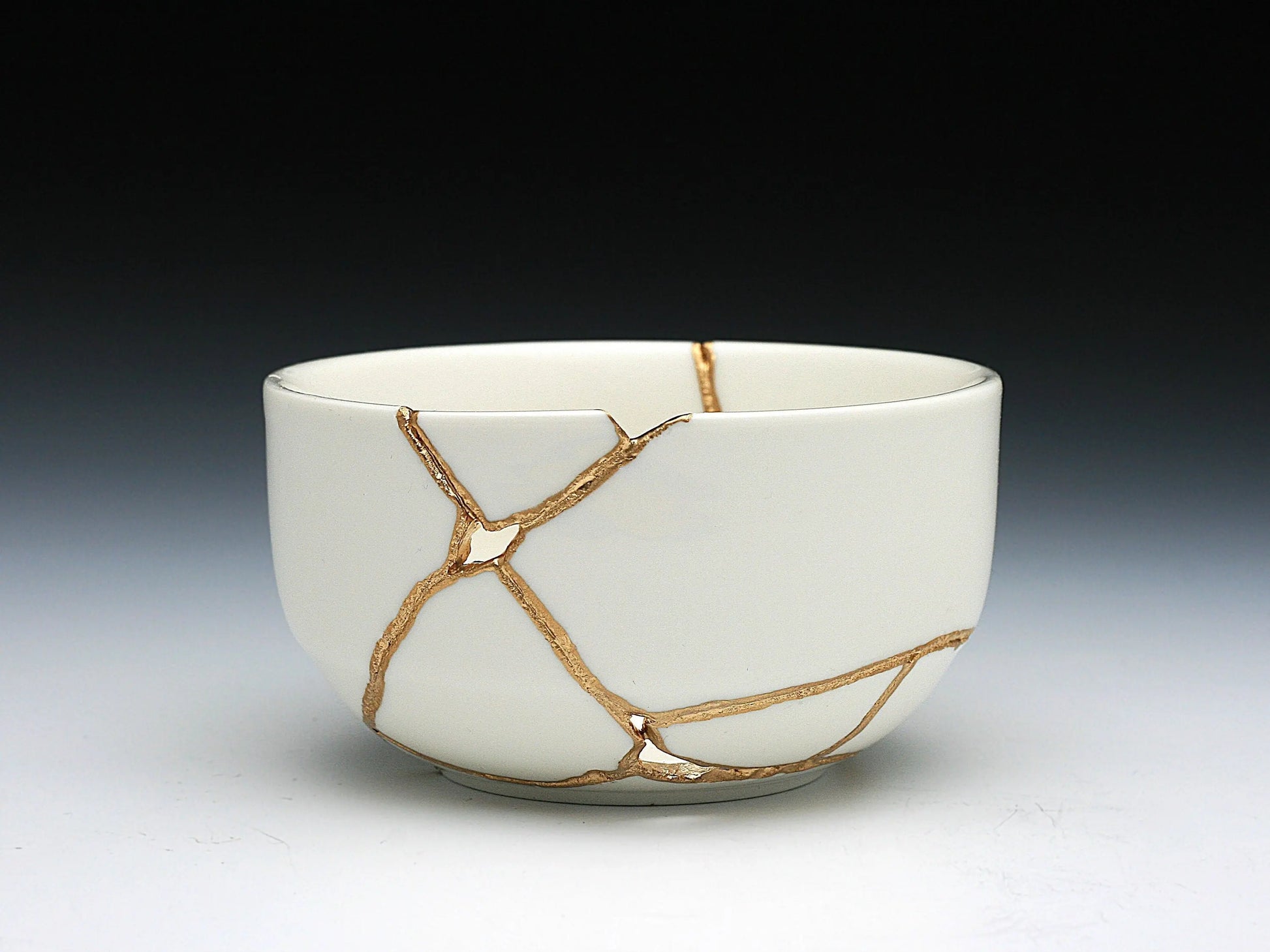 Medium White Kintsugi Bowl Kintsugi Reborn