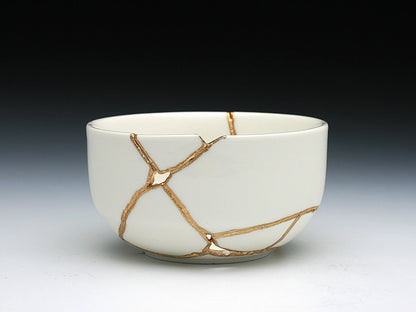 Medium White Kintsugi Bowl Kintsugi Reborn