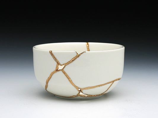 Medium White Kintsugi Bowl Kintsugi Reborn