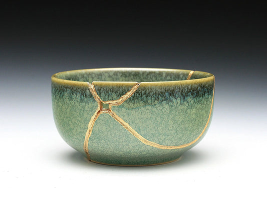 missing close up Medium Green Kintsugi Bowl Kintsugi Reborn