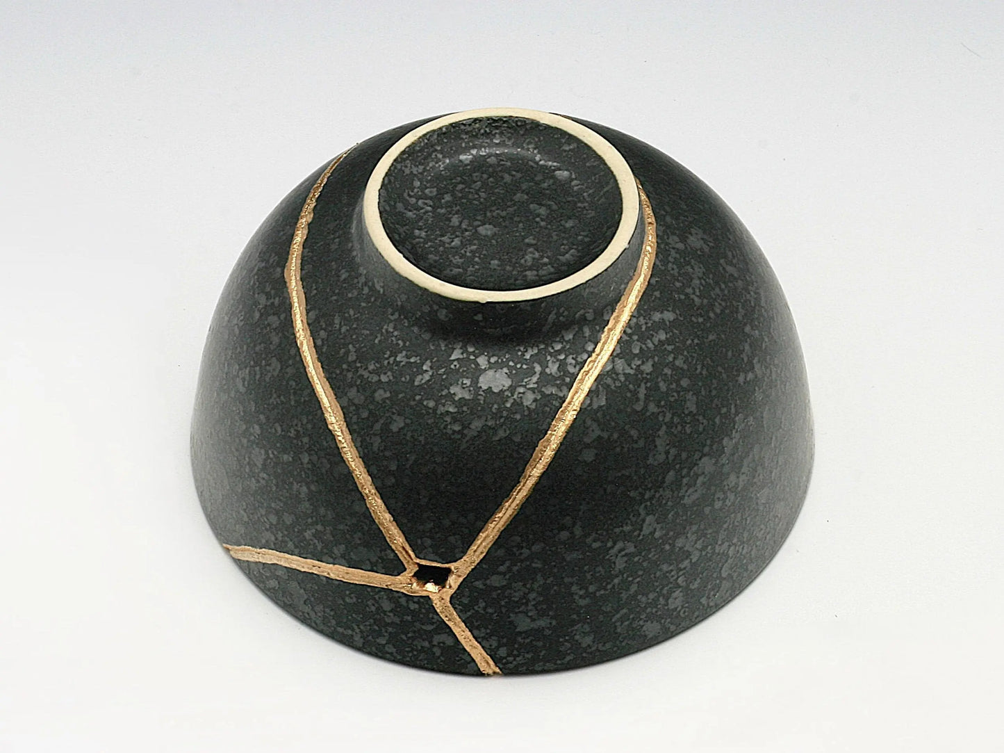 Medium Black Kintsugi Bowl with Texture Kintsugi Reborn