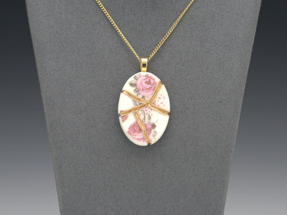 Soft Pink Rose Kintsugi Necklace Kintsugi Reborn