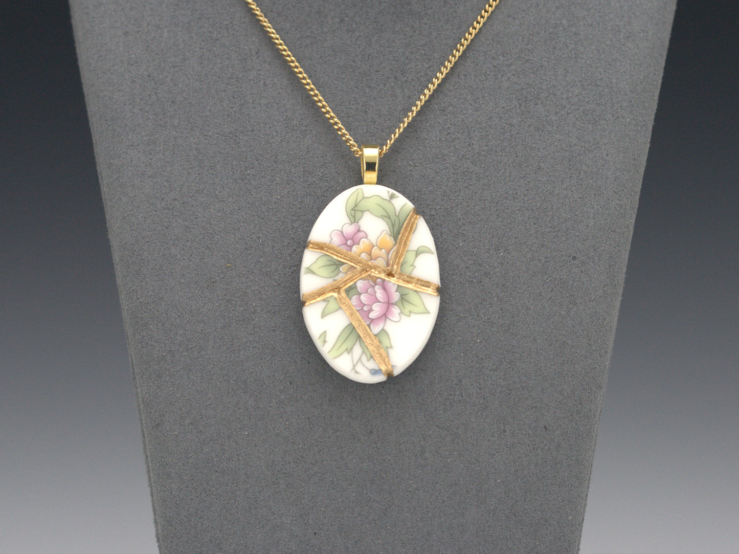 Delicate Floral Kintsugi Necklace Kintsugi Reborn