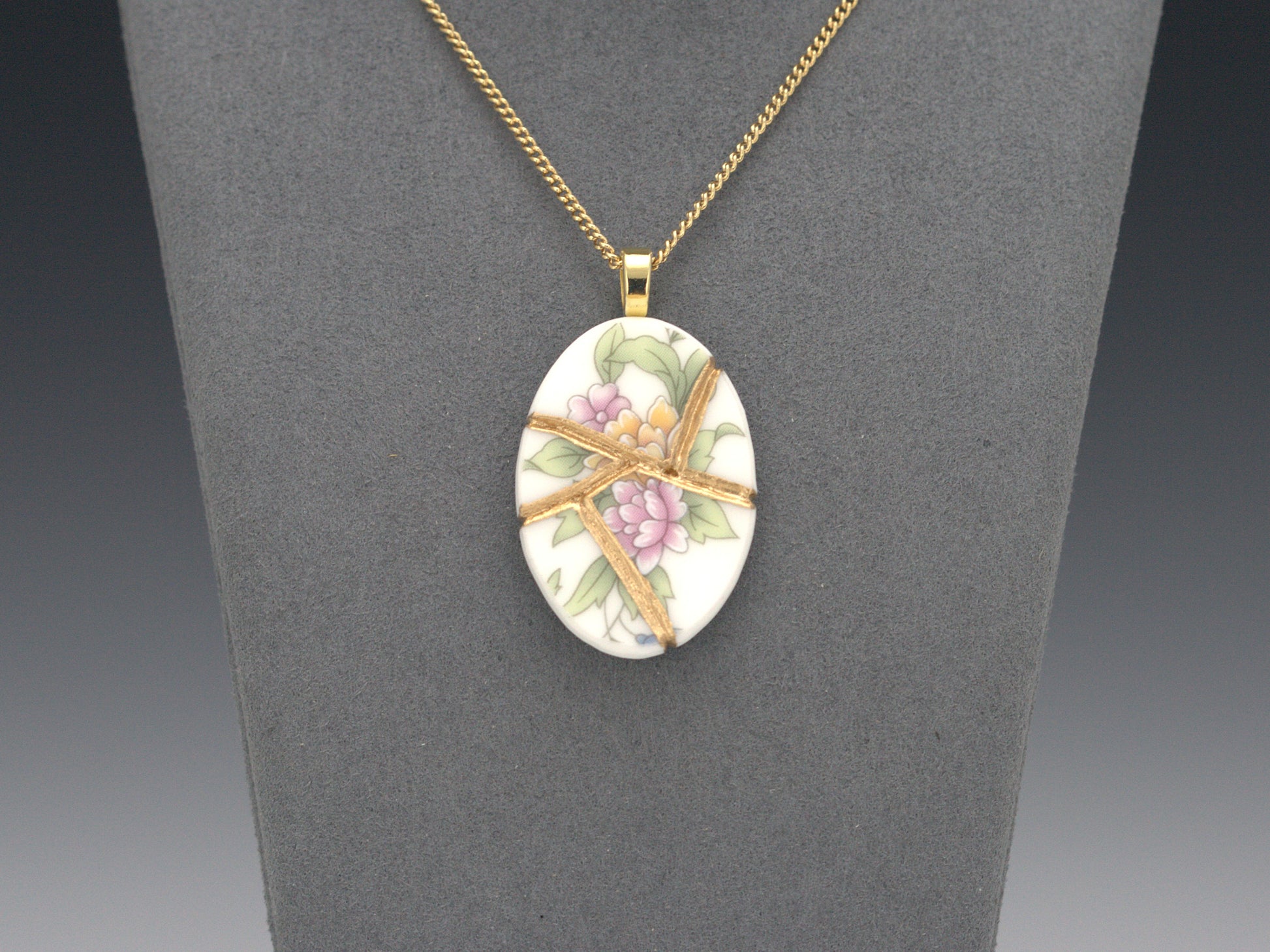 Delicate Floral Kintsugi Necklace Kintsugi Reborn