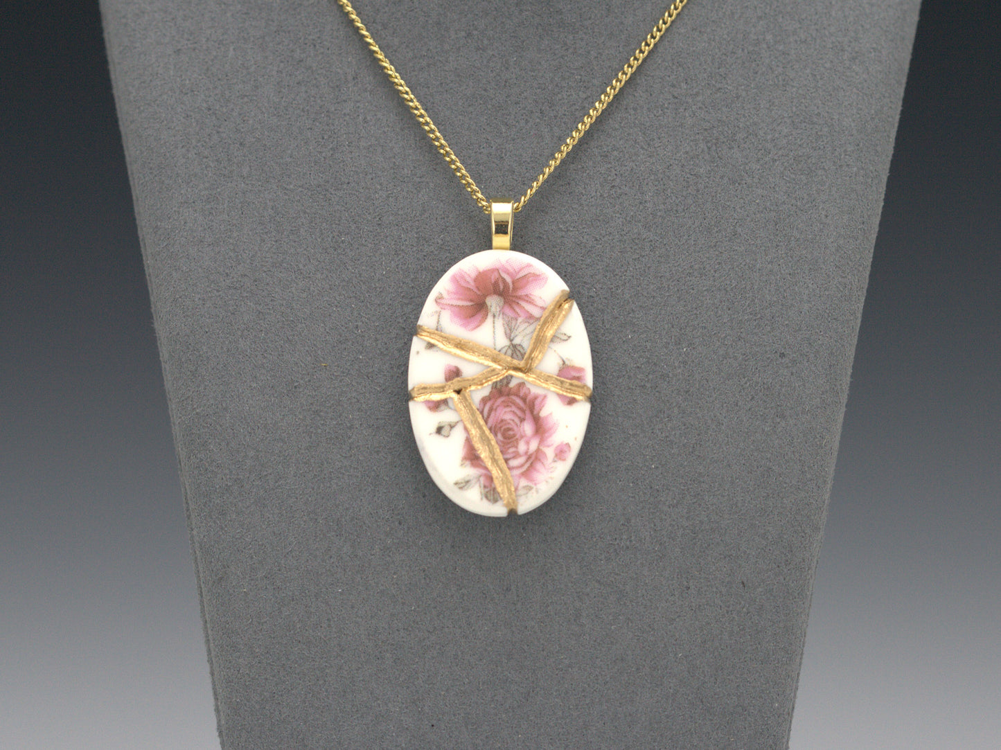 Pink Blossom Kintsugi Pendant Kintsugi Reborn