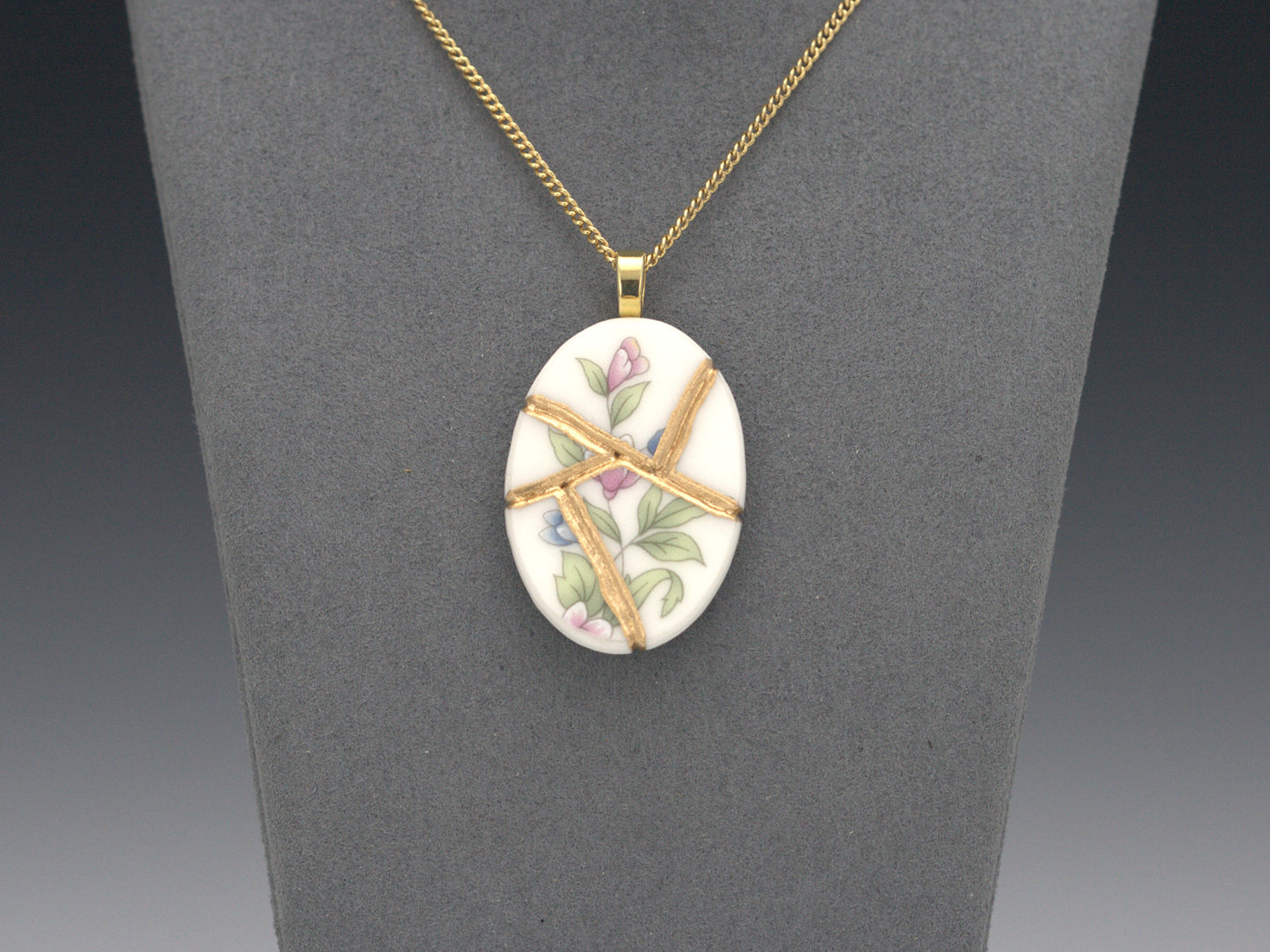 Graceful Flowers Kintsugi Necklace Kintsugi Reborn