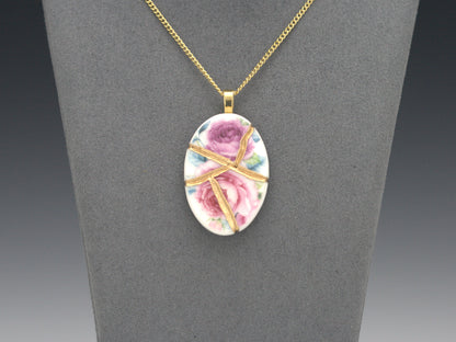 Pink& Purple Rose Kintsugi Necklace Kintsugi Reborn