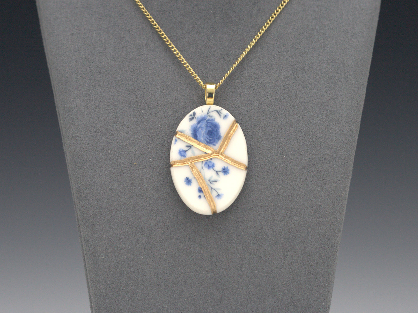 Timeless Blue Kintsugi Pendant Kintsugi Reborn