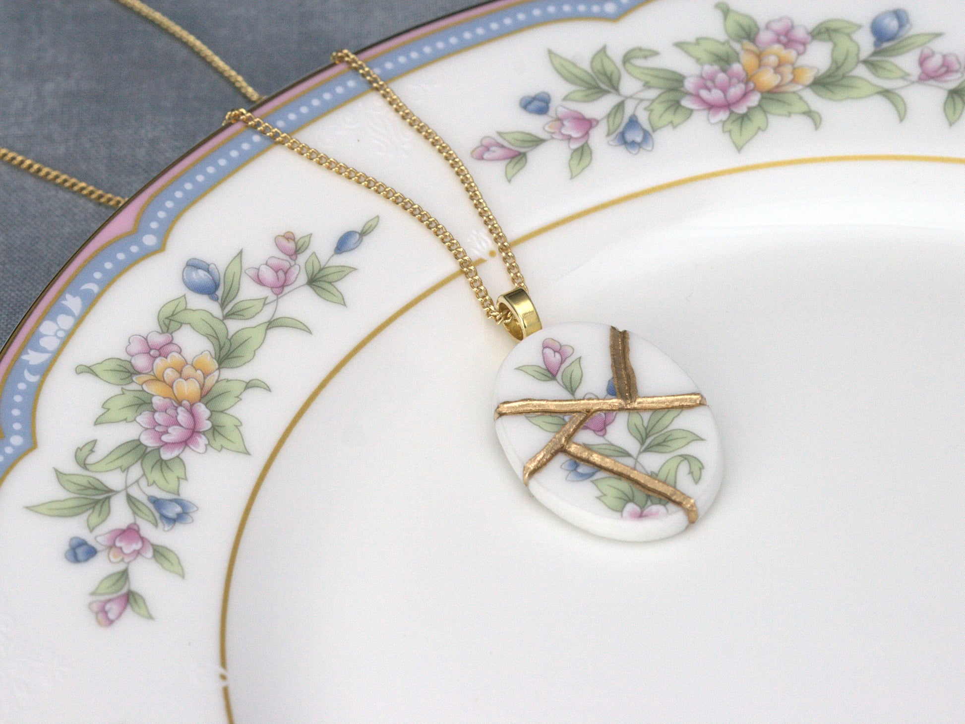 Graceful Flowers Kintsugi Necklace Kintsugi Reborn