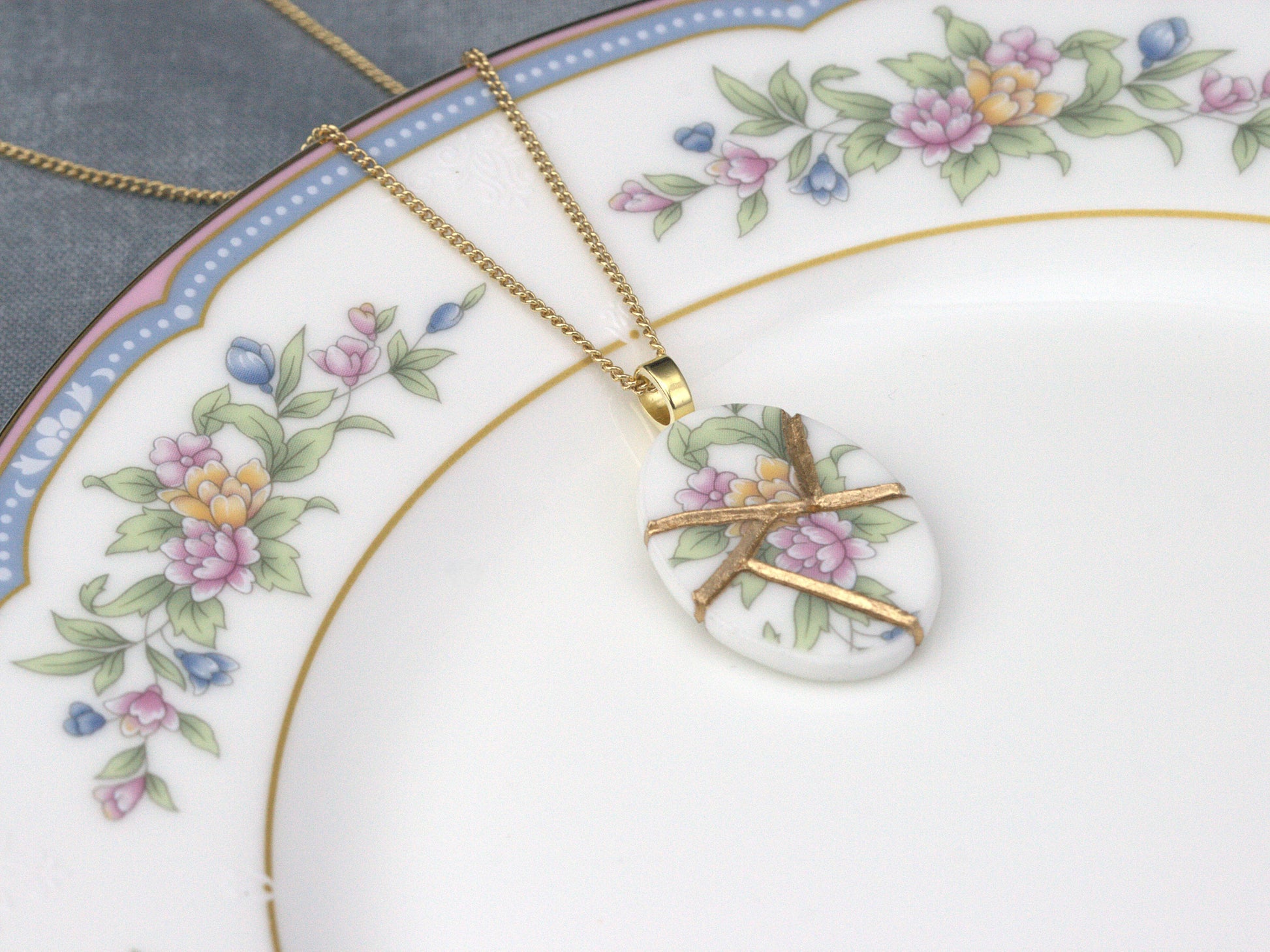 Delicate Floral Kintsugi Necklace Kintsugi Reborn