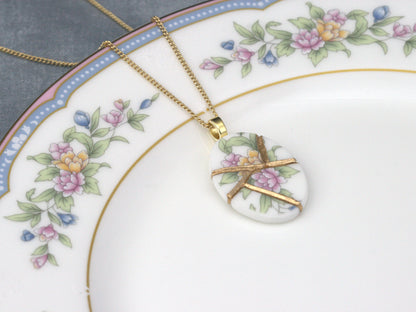 Delicate Floral Kintsugi Necklace Kintsugi Reborn