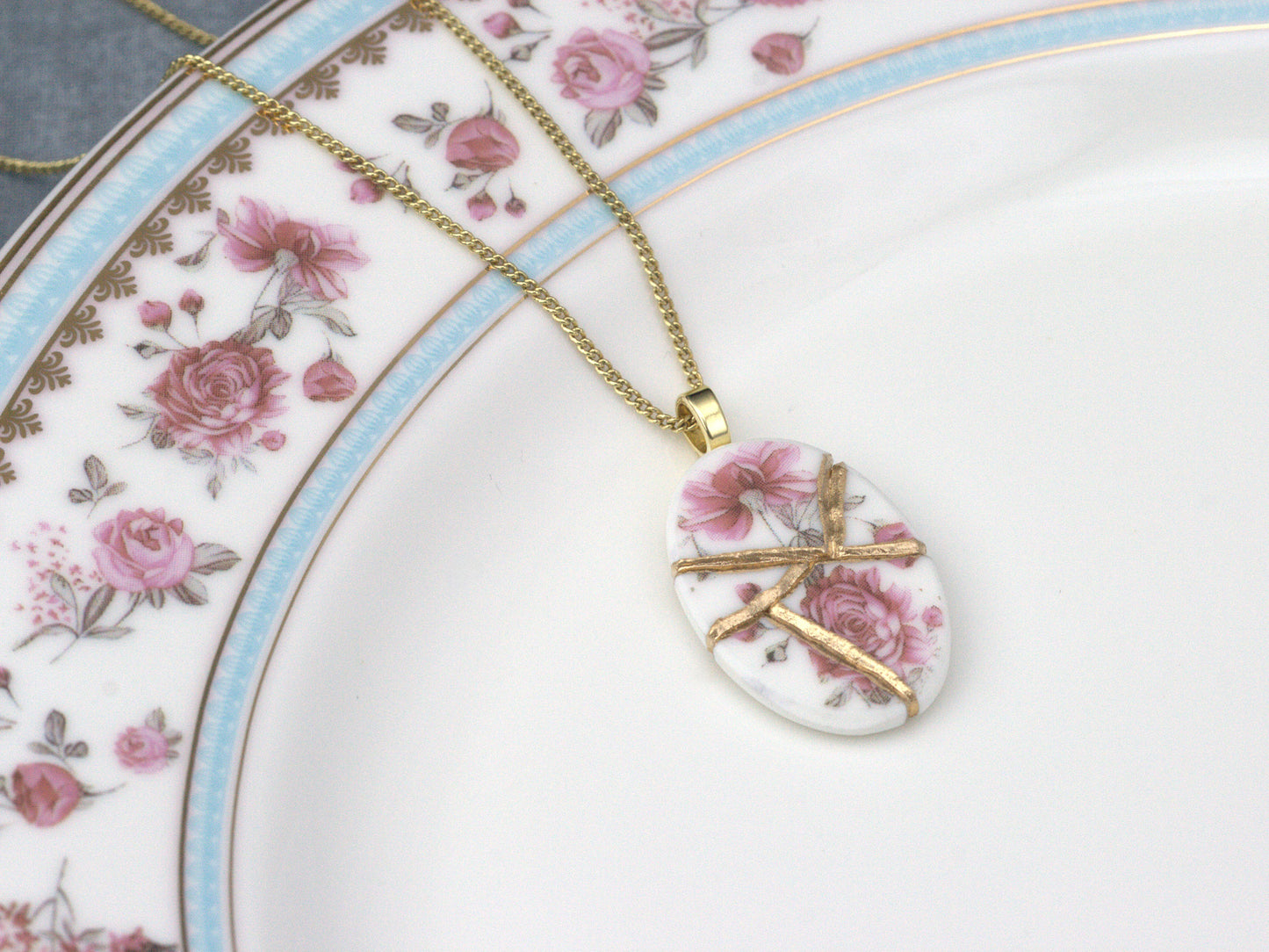 Pink Blossom Kintsugi Pendant Kintsugi Reborn