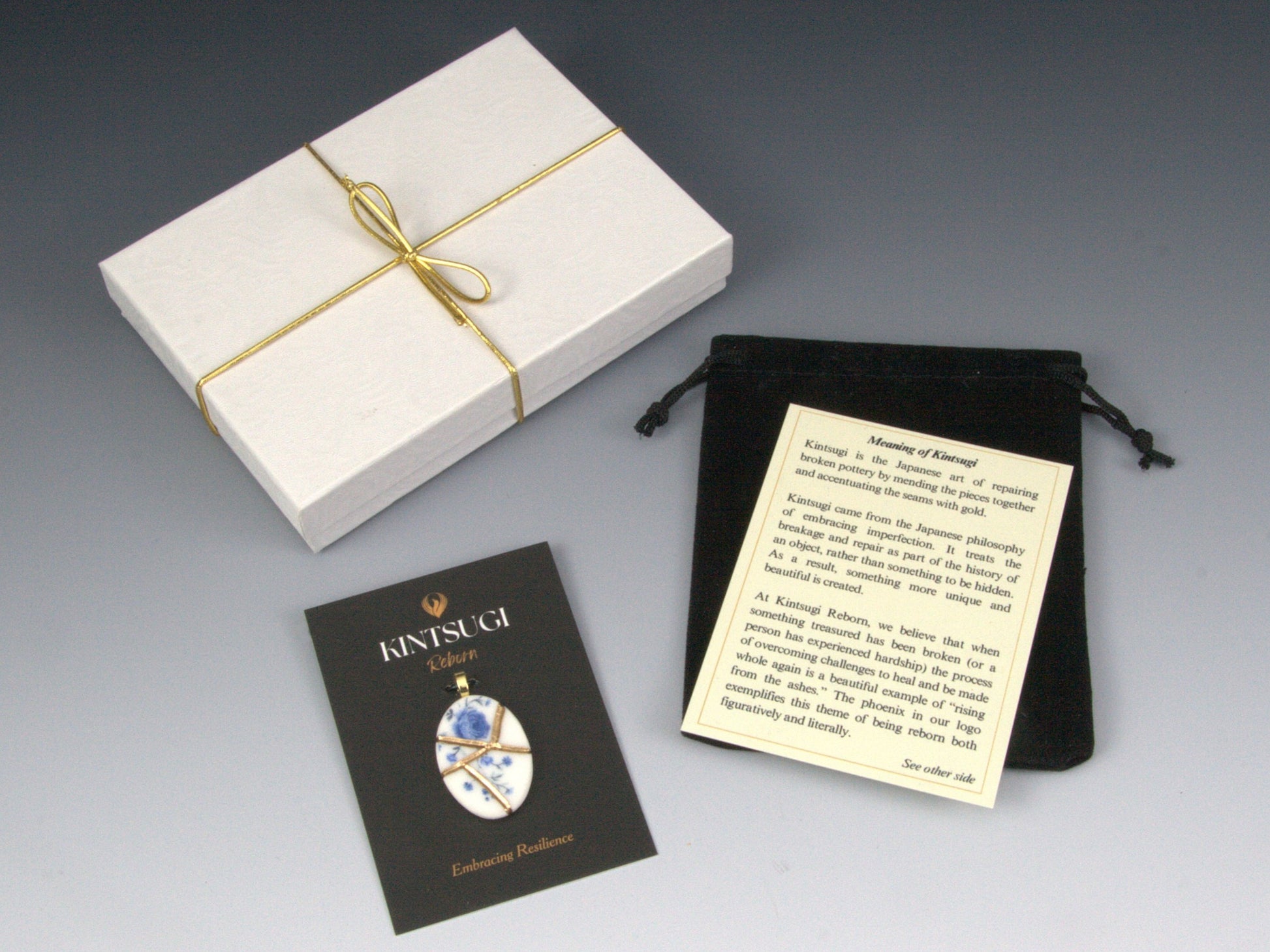 Timeless Blue Kintsugi Pendant Kintsugi Reborn