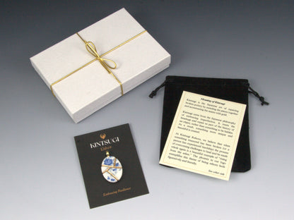 Soft Blue Floral Kintsugi Necklace Kintsugi Reborn