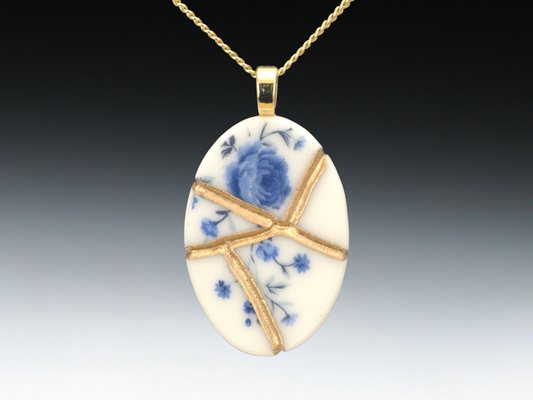 Timeless Blue Kintsugi Pendant Kintsugi Reborn