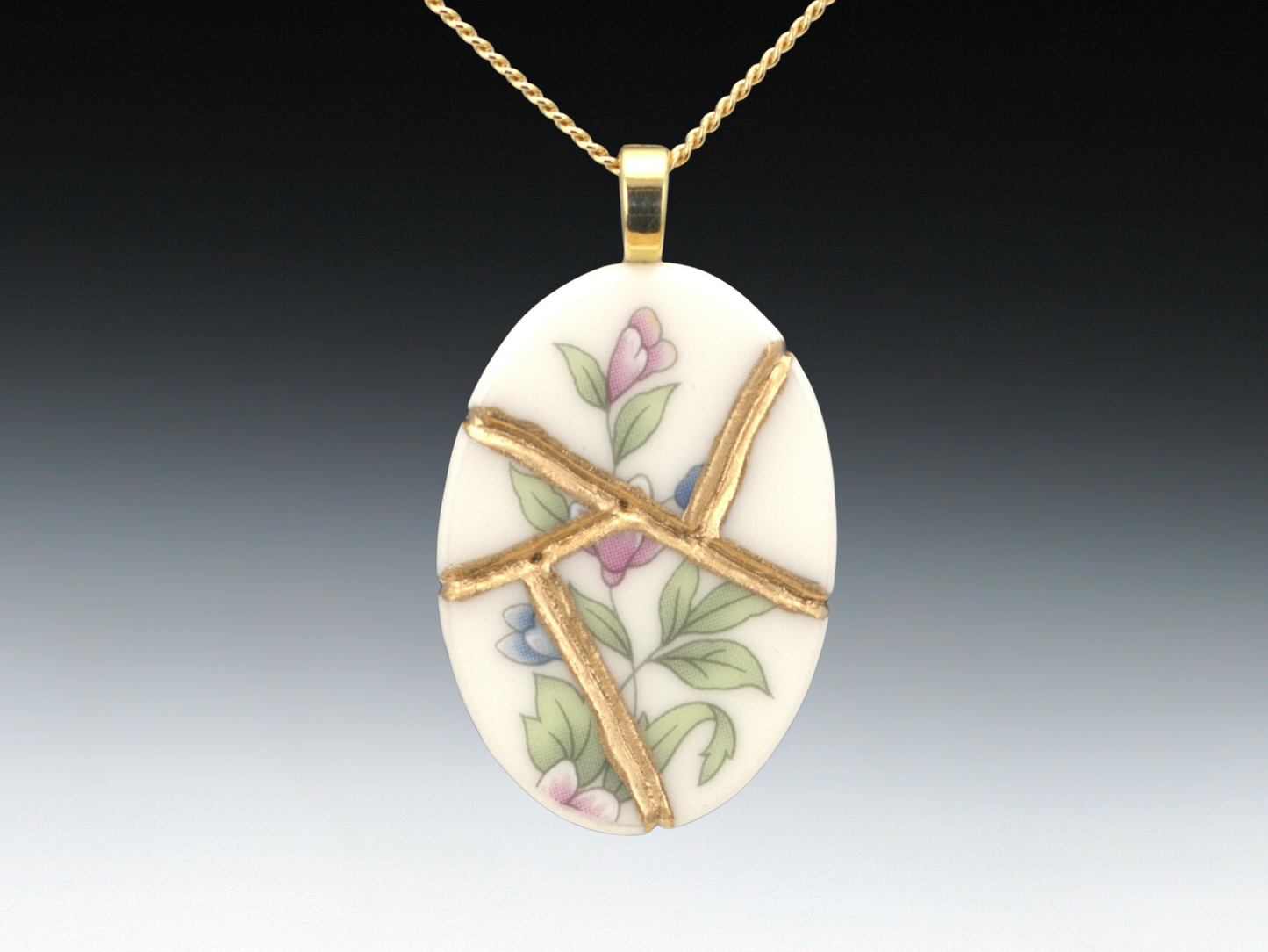 Graceful Flowers Kintsugi Necklace Kintsugi Reborn