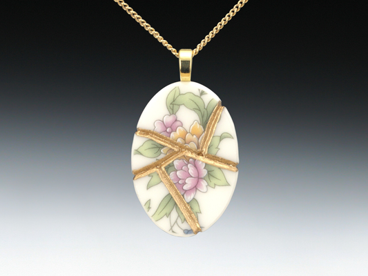 Delicate Floral Kintsugi Necklace Kintsugi Reborn