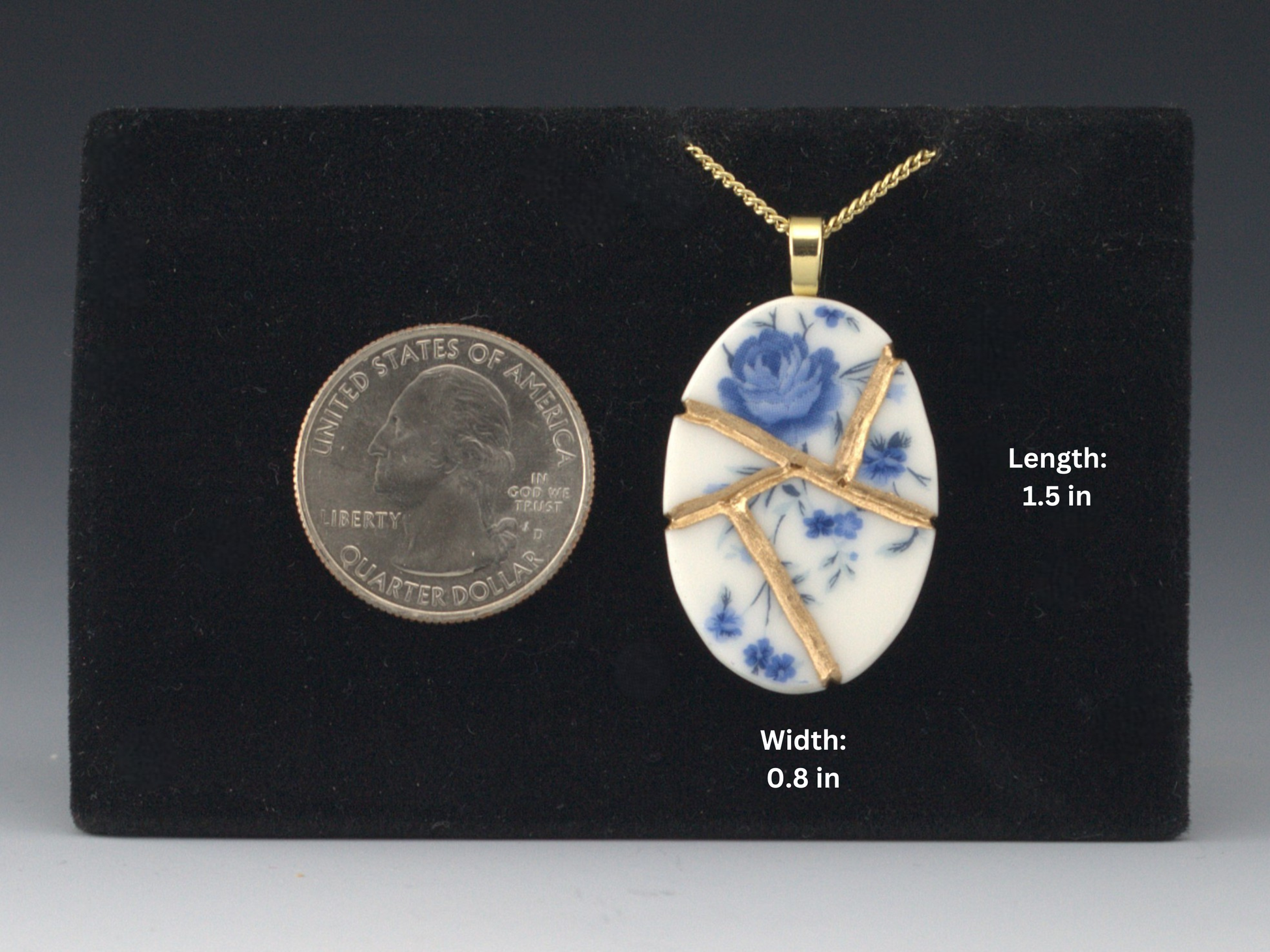 Soft Blue Floral Kintsugi Necklace Kintsugi Reborn