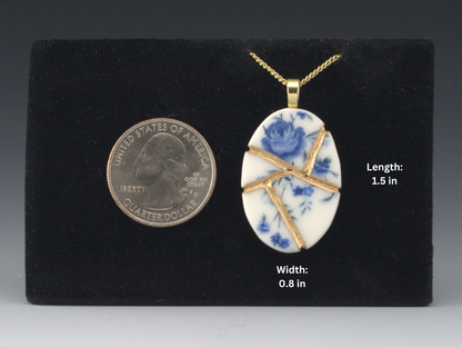 Soft Blue Floral Kintsugi Necklace Kintsugi Reborn