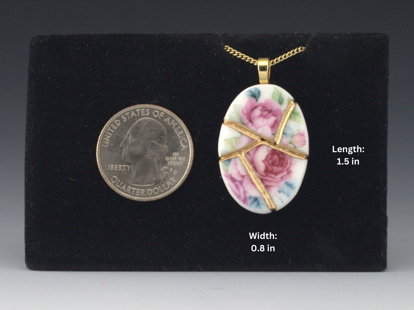 Blooming Pink Rose Kintsugi Necklace Kintsugi Reborn