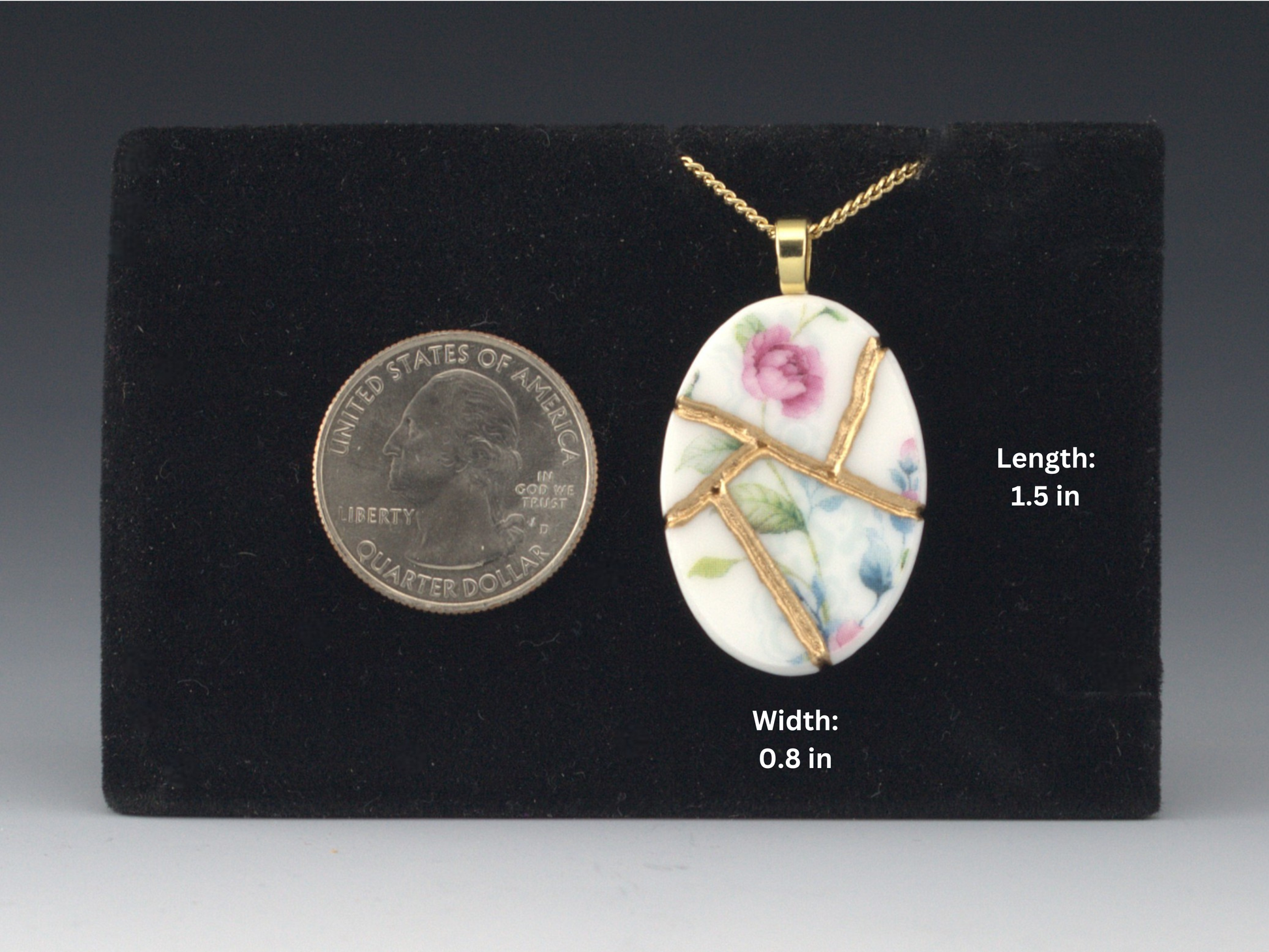 Soft Pastel Floral Kintsugi Necklace Item#P403 Kintsugi Reborn