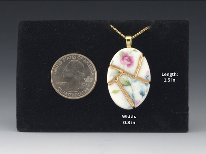 Soft Pastel Floral Kintsugi Necklace Item#P403 Kintsugi Reborn