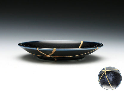 Medium Blue Kintsugi Plate Kintsugi Reborn