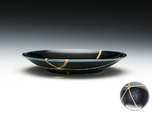 Medium Blue Kintsugi Plate Kintsugi Reborn