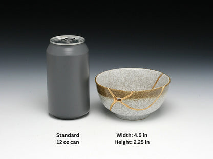 Medium Brown and White Kintsugi Bowl with Texture Kintsugi Reborn