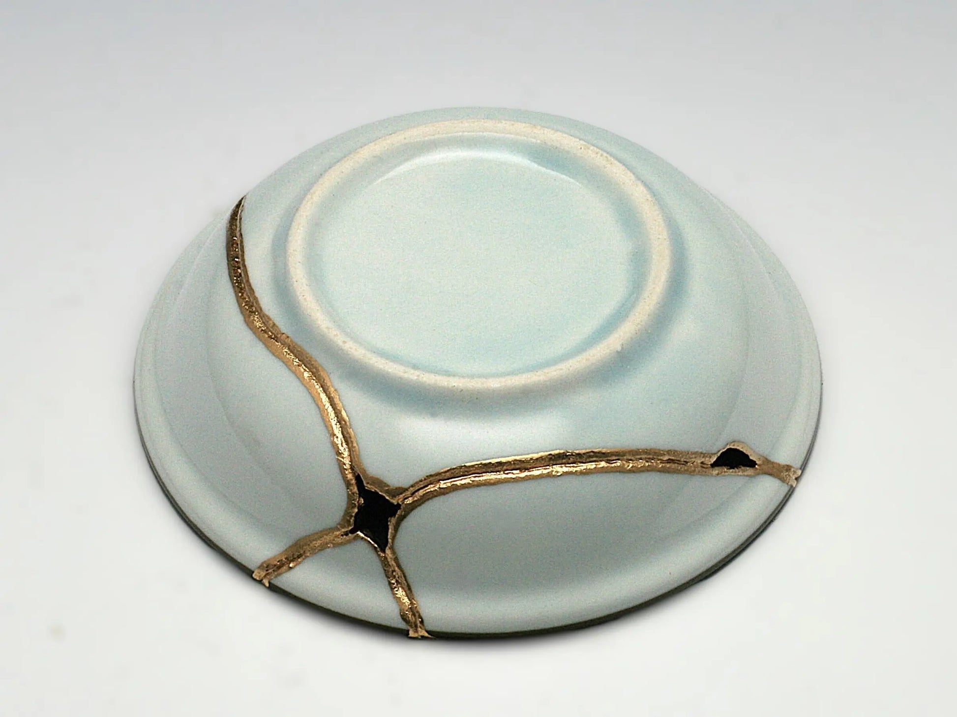Small Blue and White Kintsugi Plate with Pattern Kintsugi Reborn