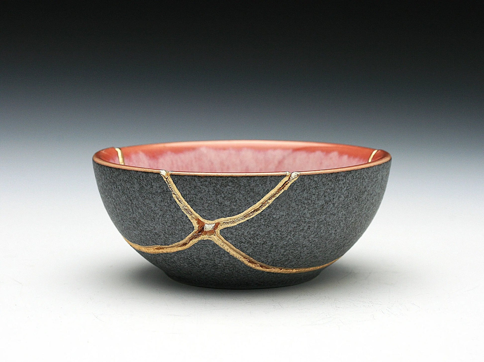 Small Pink and Gray Kintsugi Bowl Kintsugi Reborn
