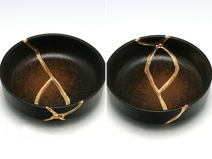 Small Brown Kintsugi Dish Kintsugi Reborn