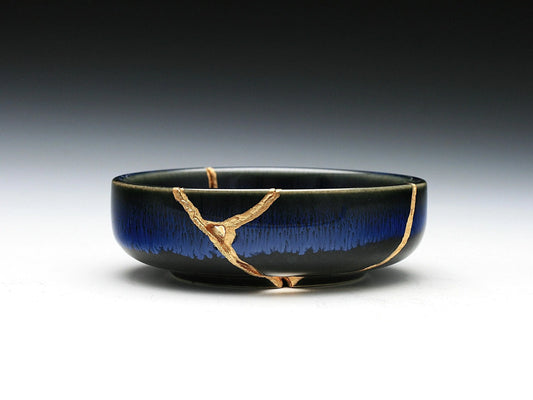 Small Dark Blue Kintsugi Dish Kintsugi Reborn