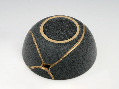Small Salmon and Gray Kintsugi Bowl Kintsugi Reborn