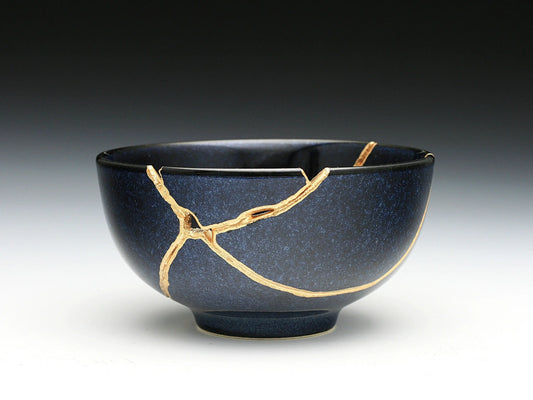 Medium Speckled Dark Blue Kintsugi Bowl Kintsugi Reborn