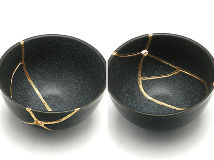 Small Black Kintsugi Teacup Kintsugi Reborn